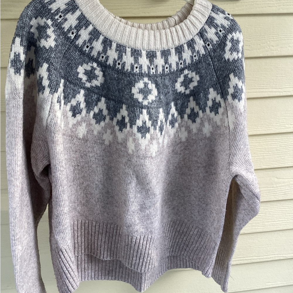 Sonoma Tan, Gray and Cream Patterned Sweater